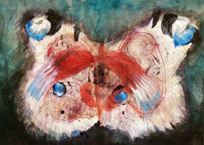 Schmetterling Tusche und Buntstift auf Papier