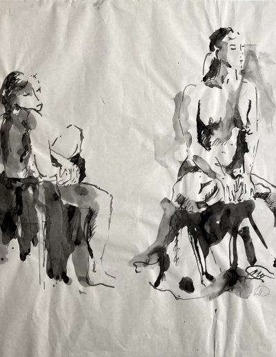 Doppelakt, Tusche auf Papier