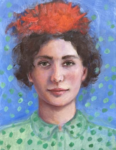 Frau Punkte,Eitempera/Ölfarbe auf Leinwand