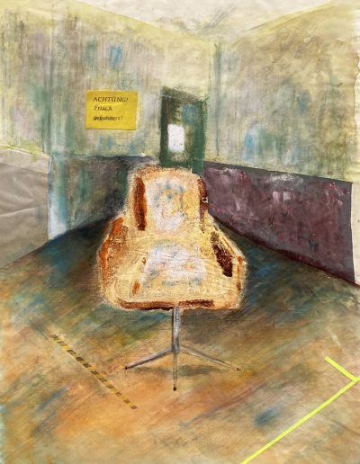 "Frisch gebohnert", Monotypie, Tusche, Aquarell auf Papier