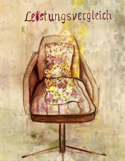 "Leistungsvergleich", Tusche, Gouache auf Papier