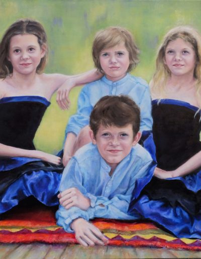 Geschwister, Öl auf Leinwand, 90 x 90 cm