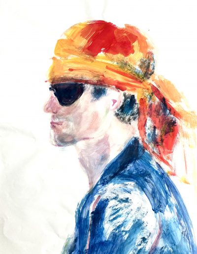 Portrait mit Augenklappe, Gouache auf Papier